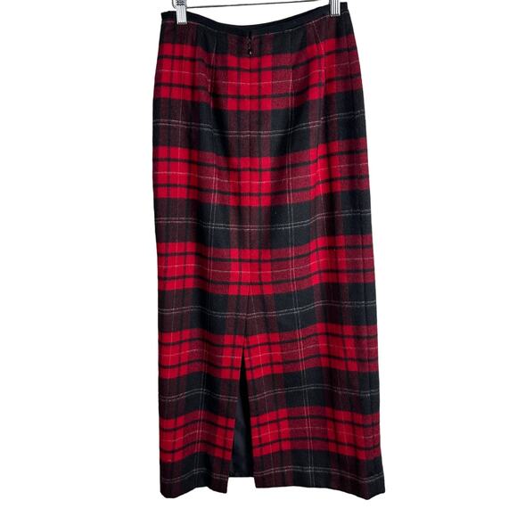 Vintage Talbots Red Tartan Plaid 100% Wool Straight Pencil Midi Skirt 4 S Small - Picture 2 of 10